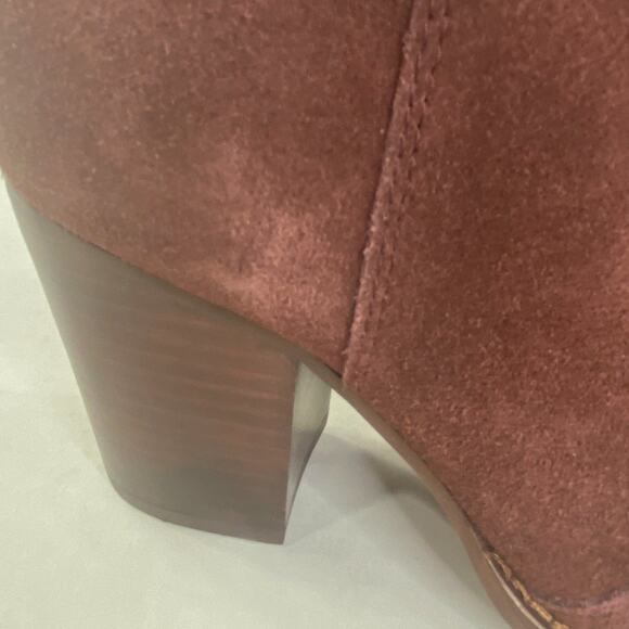 Splendid Lakota Suede Ankle Bootie Boots Wine 5.5 Block Heel Fall Chic Style - Picture 7 of 13